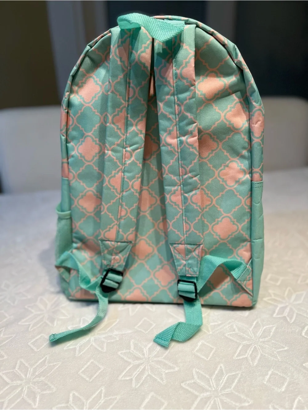 Mint & Peach Patterned Women's Backpack - Casual Everyday Style